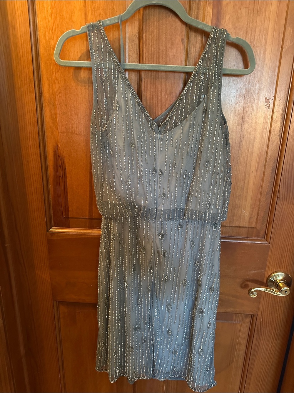 Adrianna Papell Gray Sequin V-Neck Cocktail Dress - Picture 2 of 9